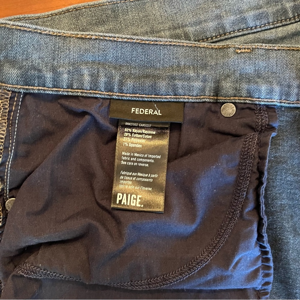 PAIGE Federal Men's Charcoal Gray Slim Straight Fit Cotton Jeans Size 36 - Picture 12 of 15